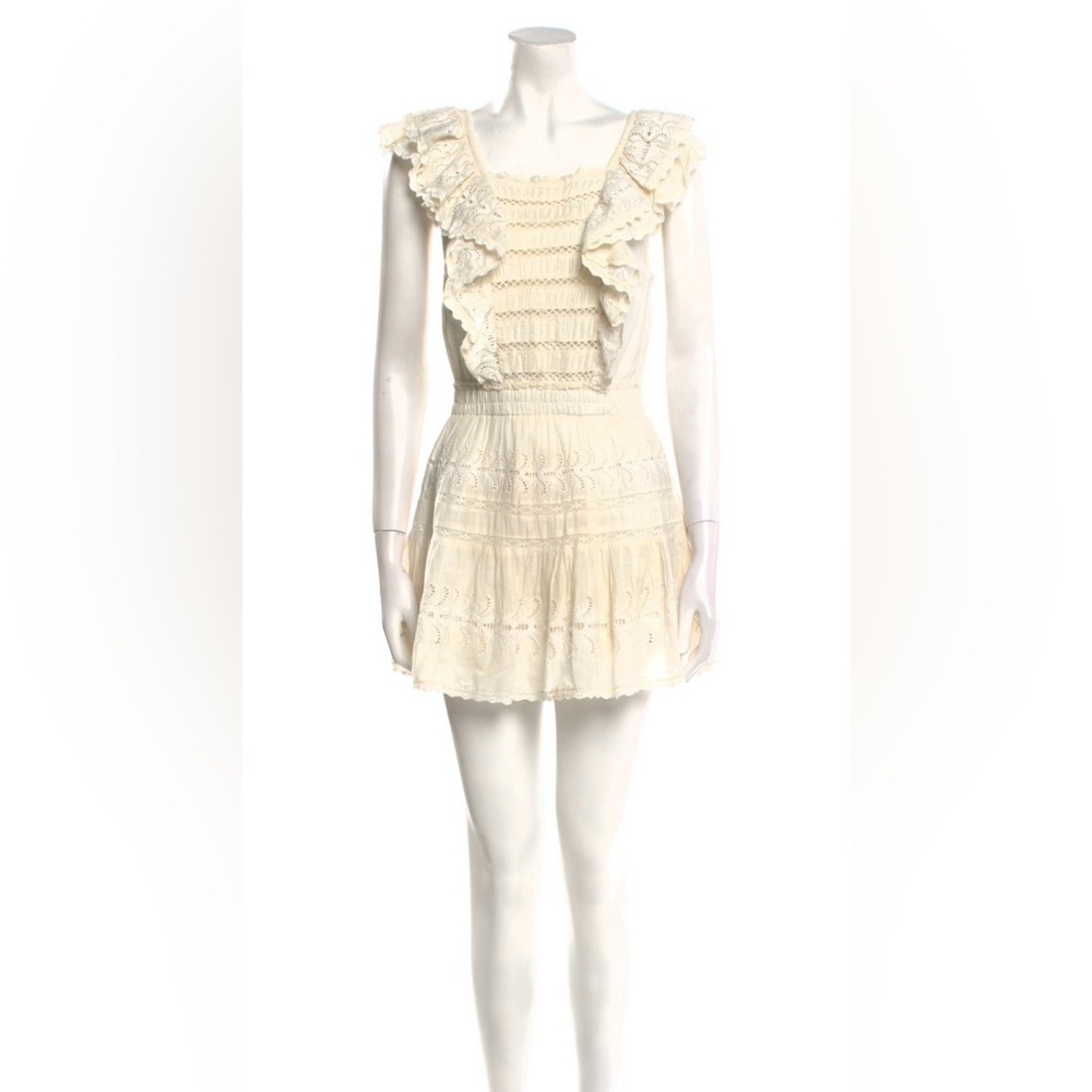 LoveShackFancy White Lace Ruffle Mini Dress SZ S Romantic Boho - Picture 3 of 9